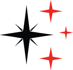 Obraz premium Black and Red Starbursts and Sparkle Symbols on White Background stars