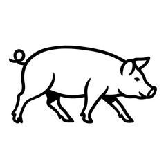 Fototapeta premium A minimalist line art illustration of a pig in side view, exuding simplicity and elegance, embodying the essence of a classic farm animal. vector illustration