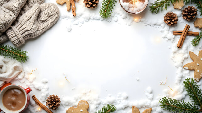 Winterliche Weihnachtsdekoration mit Geb&auml;ck - Harmonisches Wallpaper - Hintergrundbild