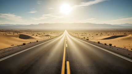 Endlose Straße durch die Wüste - Harmonisches Wallpaper - Hintergrundbild