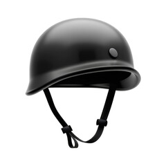 Fototapeta premium A shiny black helmet on a white background, highlighting its sleek design and safety features.