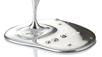 Render of fluid chrome liquid shapes isolated on transparent background PNG. AI GENERATED.
