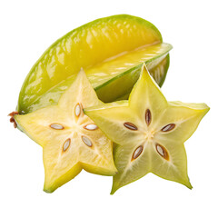 Fototapeta premium A sliced starfruit showing seeds isolated on a transparent background 