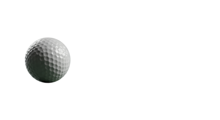 A transparent golf ball on a minimalist grey-green surface, leading lines towards a blurred target with subtle bokeh, soft studio light, copy space, concept of strategic success