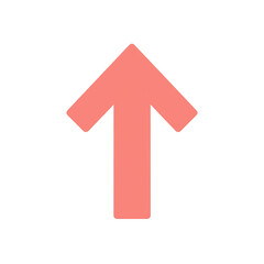 Fototapeta premium Simple coral arrow pointing upward against a stark black background transparent background