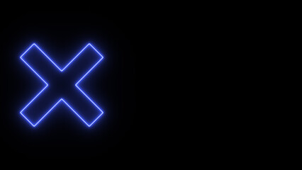 Obraz premium Neon glowing cross sign. Cross sign illustration on black background.