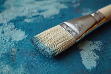 Fototapeta premium Paint brush, paintbrush with a wooden handle and colorful bristles