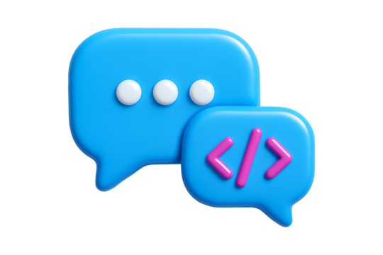 Code Message Bubble 3D Isolated on a Transparent Background