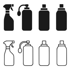 Sleek bottle icons for cleaning, beauty, and product design