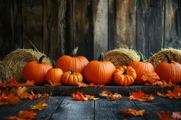 Autumn Pumpkins and Rustic Harvest Display