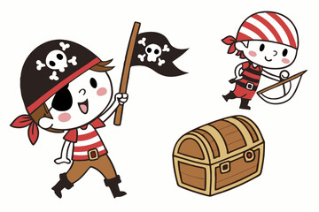 pirate with treasure chest
