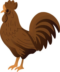 Illustration of a Brown Rooster