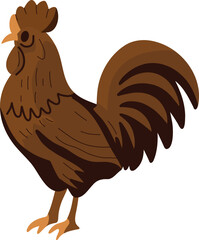 Illustration of a Brown Rooster