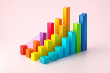 Colorful bar graph showing upward trend and growth with a clean light background