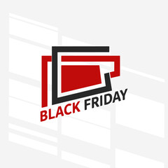 A black friday sale concept. The sign is red and Black and has a White background.