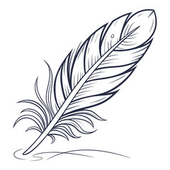 Fototapeta premium Elegant hand drawn quill pen with flowing ink lines on a clean white background