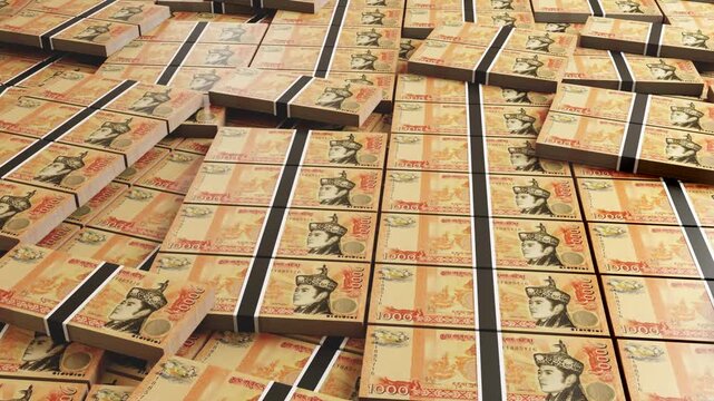 Bhutan 1000 Ngultrum Banknote Horizontal 3D Animation - Finance and Currency Concept