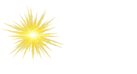 Luminous, abstract yellow starburst with soft, dynamic flares radiating against a transparent background with copy space, symbolizing optimism and new possibilities