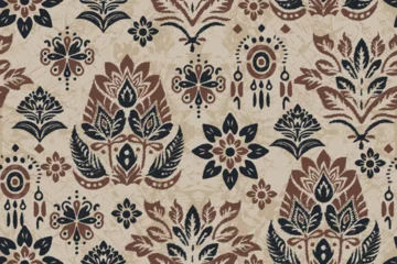 Tableau sur plexiglas Style bohème tribal abstract ikat fabric artwork with seamless patterns. Abstract Modern Batik.Aztec geometric art ornament print.Motif ethnic handmade.Ideal for rugs, wallpapers, throws, fabrics and clothing.  © supachai