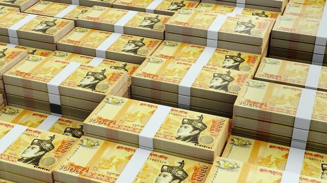 Bhutan 1000 Ngultrum Banknote Horizontal 3D Animation - Alternative Money Scene