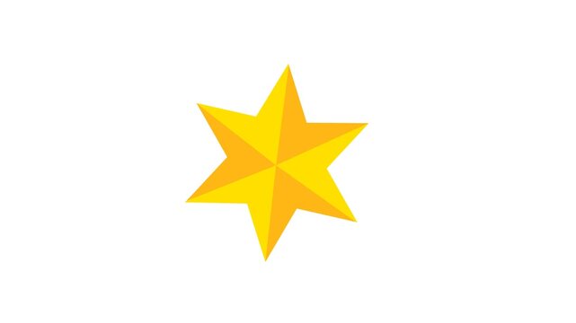 A star appears and shines. The birth of a superstar motion. Animation of one yellow star. video 4k