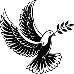 Dove of peace silhouette vector, Dove vector