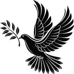 Dove of peace silhouette vector, Dove vector