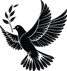 Dove of peace silhouette vector, Dove vector