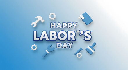 Happy Labor Day greeting with tools and a celebratory design for work appreciation