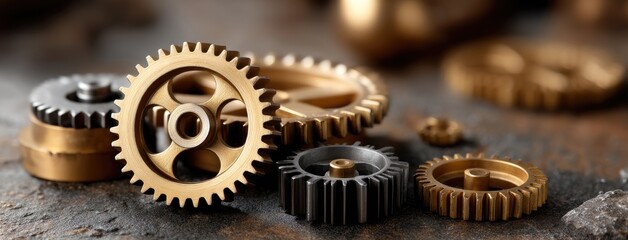 Intricate clockwork mechanism showcasing gears and movement against a dynamic background