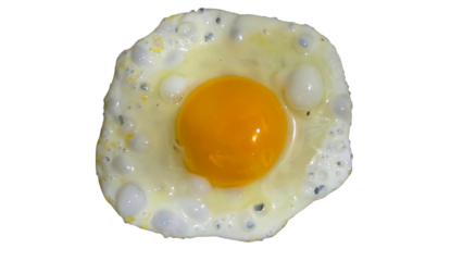 Fried Egg Isolated on a White Background with Copy Text Space. Breakfast Food Element for Culinary Posters, Cooking Themes, and Kitchen-Inspired Designs. PNG File