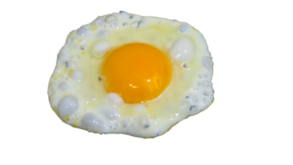Fried Egg Isolated on a White Background with Copy Text Space. Breakfast Food Element for Culinary Posters, Cooking Themes, and Kitchen-Inspired Designs. PNG File