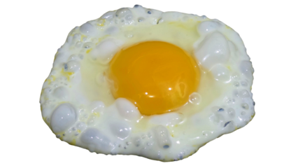 Fried Egg Isolated on a White Background with Copy Text Space. Breakfast Food Element for Culinary Posters, Cooking Themes, and Kitchen-Inspired Designs. PNG File