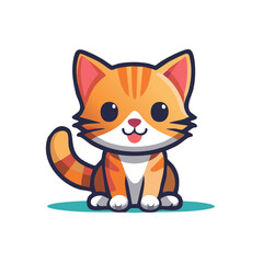 Obraz premium Cute orange tabby kitten sitting happily with a smile and protruding tongue