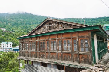 Traditional Wooden House Architecture in Himachal Pradesh Hills