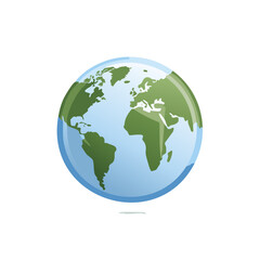 Naklejka premium Cartoon earth globe showing the continents of the world with green land masses and blue oceans in a vector illustration