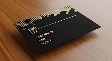 Elegant Black and Gold Foil Business Card Template with Hexagonal Pattern