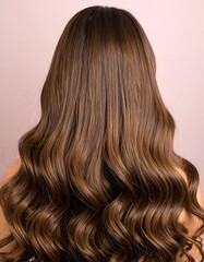 Fototapeta premium Back view of wavy brown hair