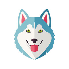 Obraz premium Stylized Husky Dog Face Illustration with Geometric Shapes and Playful Expression
