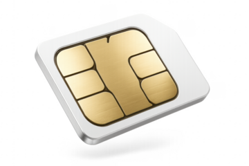 Sim card isolated on transparent background, mobile communication concept