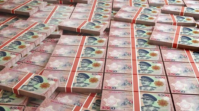 Brunei 500 Dollar Banknote Horizontal 3D Animation - Alternative Currency Scene