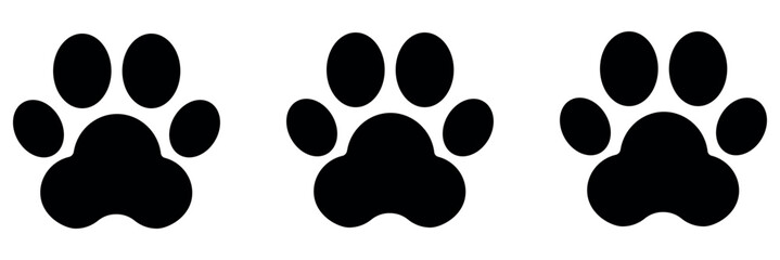 Paw icon collection.paw print sign and symbol. dog or cat paw. A paw print with a white background showing animal footprint and claw marks.