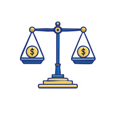 Scales of Justice with Dollar Coins Business and Finance Concept Graphic