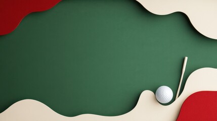 Minimalist Style Golf Background with Paper Cut Elements