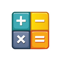 Fototapeta premium Calculator App Style Math Operation Symbols Icon Plus Minus Multiply Equals Illustration