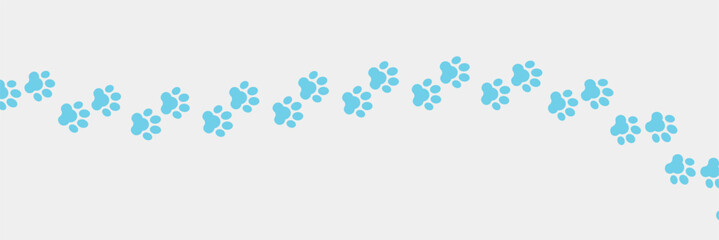 Paw vector foot trail print of cat. Dog, puppy silhouette animal diagonal tracks for t-shirts, backgrounds, patterns, websites, showcases design, greeting cards, animal child prints © Franco