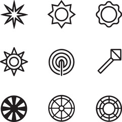 Collection of assorted celestial and directional symbols