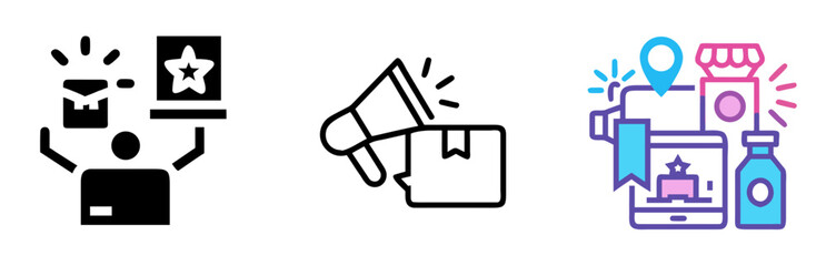 Product Placement Icon Set for Marketing and Brand Promotion