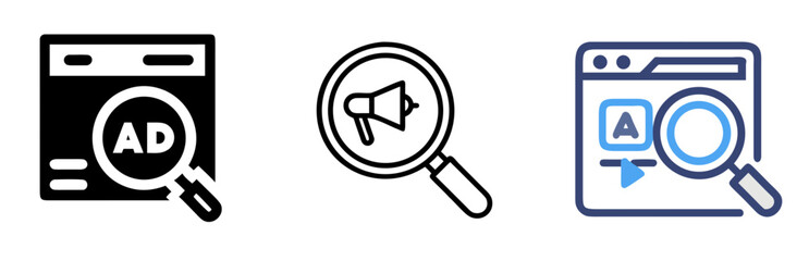 Search Ads Icon Set for Digital Marketing and Online Campaigns