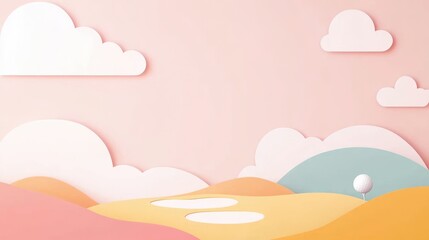 Surreal Floating Golf Course Islands in the Sky Amidst Soft Clouds